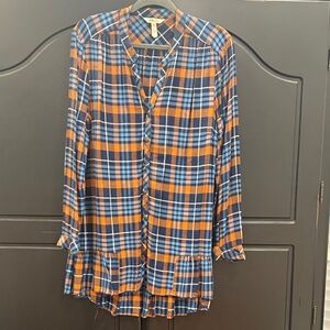 Plaid Button-Up Blouse